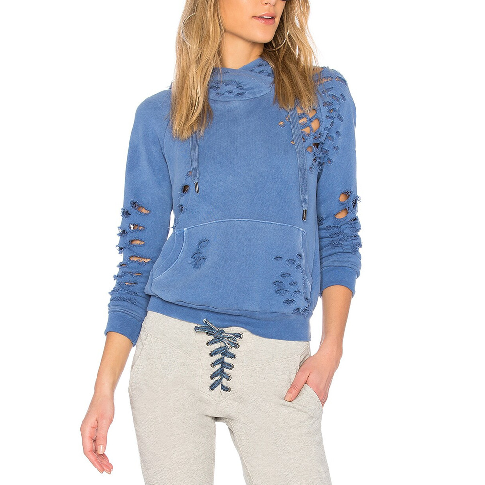 Nsf 'Lisse' Blue Cotton Blend Hoodie Size M